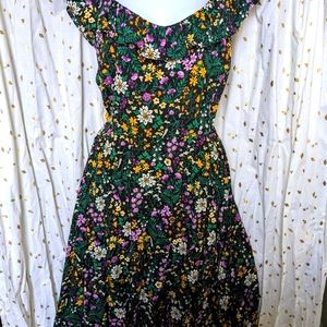 Black floral flutter sleeve cami dress